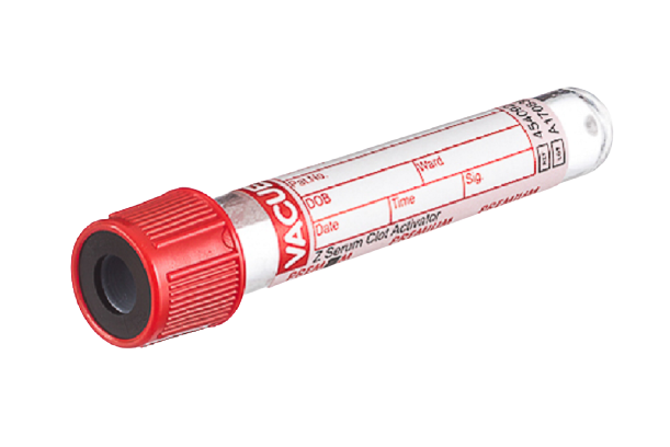 Вакуумна Пробірка, 4мл, Активатор згортання, Червона, 13x75 мм ПЕТ